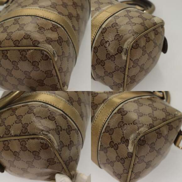 GUCCI GG Crystal Hand Bag Coated Canvas Brown Gold - Picture 10 of 12